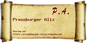 Pressburger Aliz névjegykártya